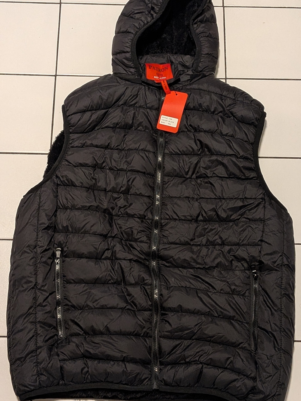 Men’s Black Quilted Hooded Puffer Vest